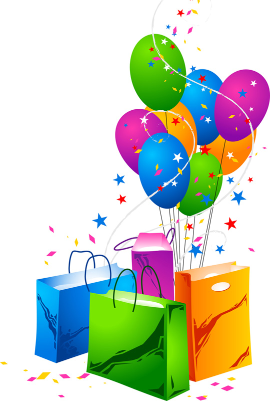 free vector Festive Balloons and Shopping Bags Vector